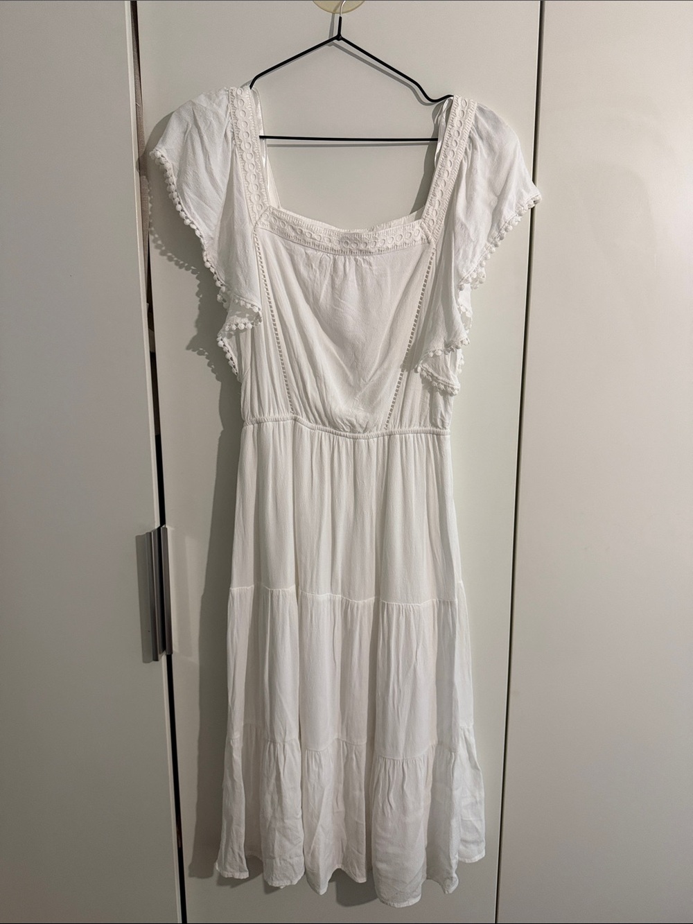 Monteau White Boho Midi Dress -medium